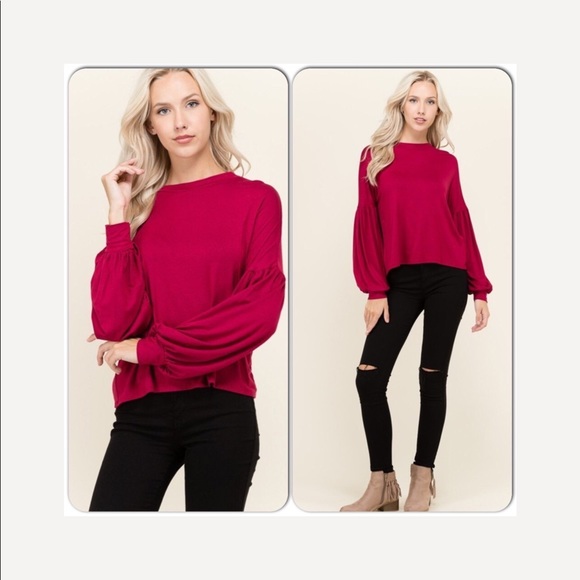 Son Paises Tops - Long Sleeve Top Cranberry-LAST ONE